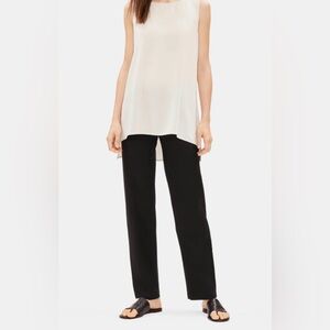 Eileen Fisher Washable Stretch Crepe Straight Pant with Yoke Black 1X NWT $168